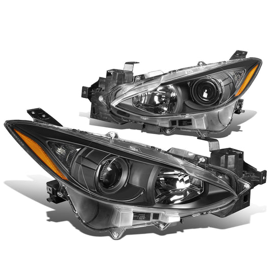 FAROS 14-16 MAZDA 3 4-DOOR - PROJECTOR - H11 LOW BEAM / 9005 HIGH BEAM - BLACK HOUSING / AMBER CORNER