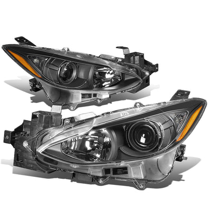 FAROS 14-16 MAZDA 3 4-DOOR - PROJECTOR - H11 LOW BEAM / 9005 HIGH BEAM - BLACK HOUSING / AMBER CORNER