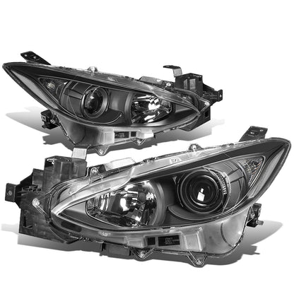 FAROS 14-16 MAZDA 3 4-DOOR - PROJECTOR - H11 LOW BEAM / 9005 HIGH BEAM - BLACK HOUSING / CLEAR CORNER
