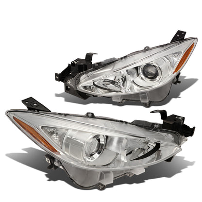 FAROS 14-16 MAZDA 3 4-DOOR - PROJECTOR - H11 LOW BEAM / 9005 HIGH BEAM - CHROME HOUSING / AMBER CORNER