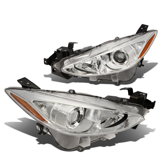 FAROS 14-16 MAZDA 3 4-DOOR - PROJECTOR - H11 LOW BEAM / 9005 HIGH BEAM - CHROME HOUSING / AMBER CORNER