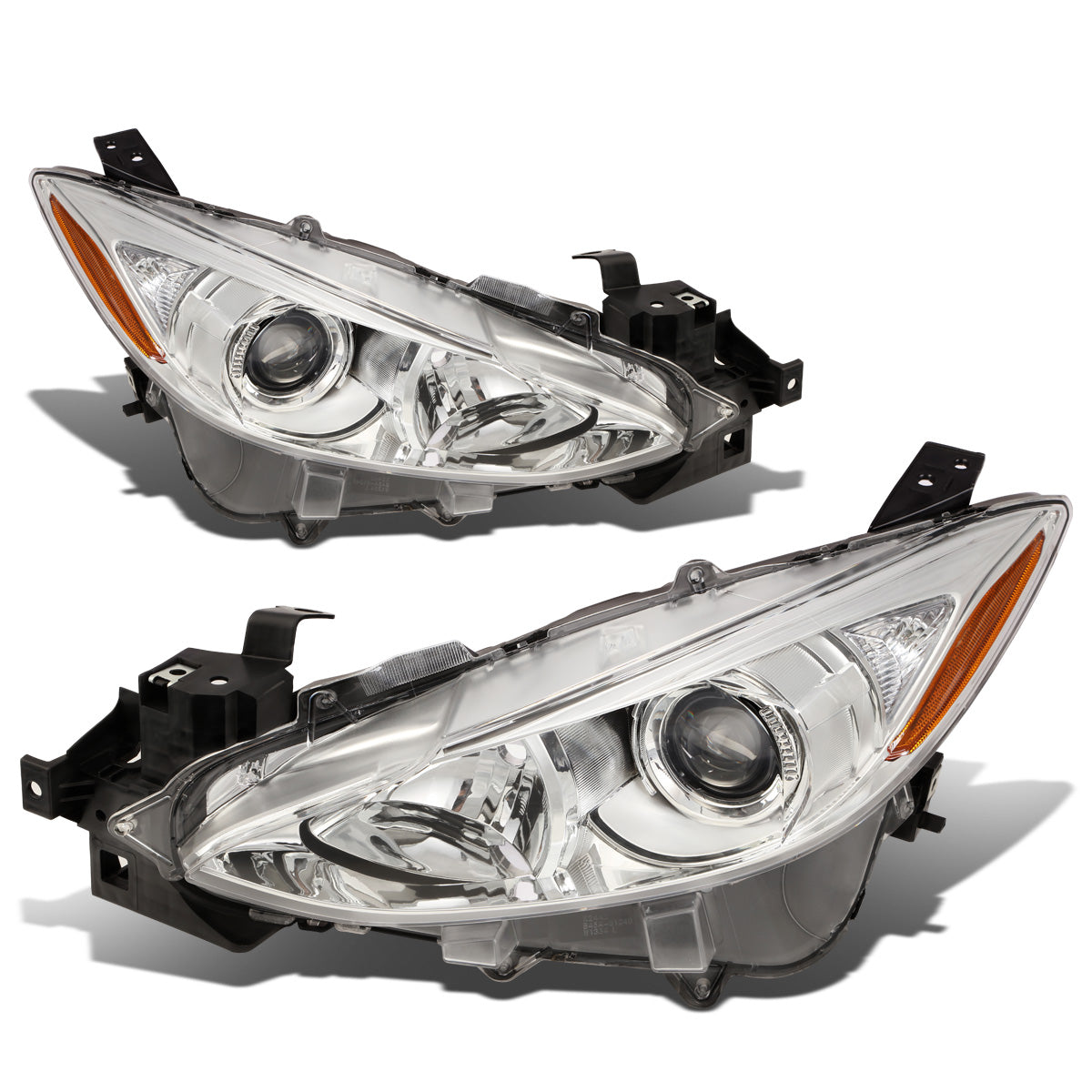 FAROS 14-16 MAZDA 3 4-DOOR - PROJECTOR - H11 LOW BEAM / 9005 HIGH BEAM - CHROME HOUSING / AMBER CORNER