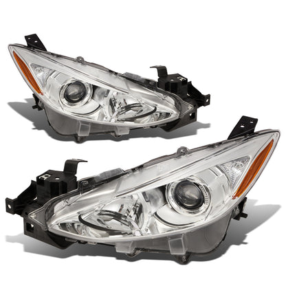 FAROS 14-16 MAZDA 3 4-DOOR - PROJECTOR - H11 LOW BEAM / 9005 HIGH BEAM - CHROME HOUSING / AMBER CORNER