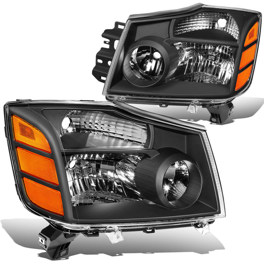 FAROS 04-15 NISSAN TITAN / 04-07 NISSAN ARMADA - 9005 HIGH BEAM / 9006 LOW BEAM / 3157A SIGNAL / 194 SIDE MARKER - BLACK HOUSING / AMBER CORNER
