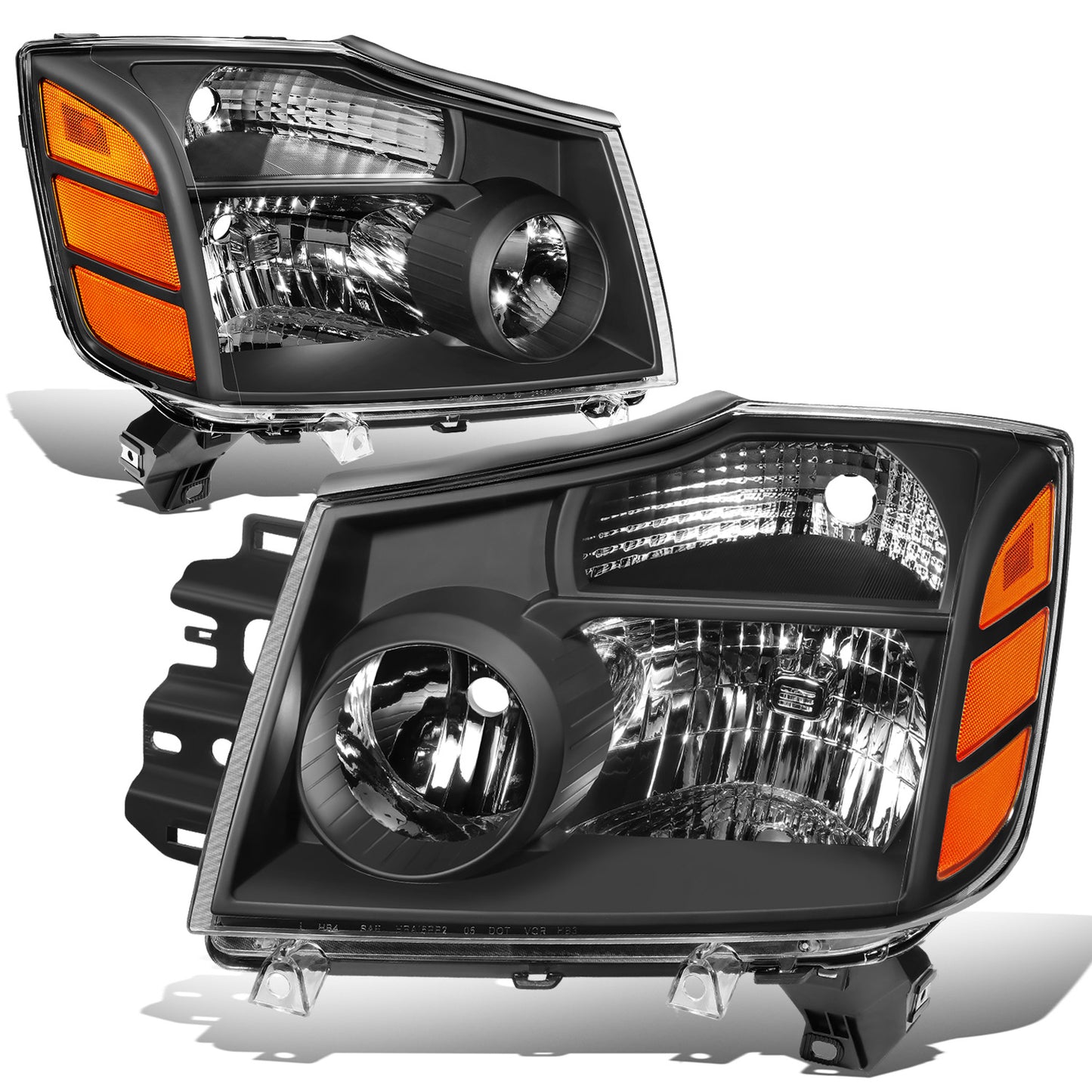 FAROS 04-15 NISSAN TITAN / 04-07 NISSAN ARMADA - 9005 HIGH BEAM / 9006 LOW BEAM / 3157A SIGNAL / 194 SIDE MARKER - BLACK HOUSING / AMBER CORNER