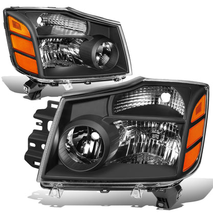 FAROS 04-15 NISSAN TITAN / 04-07 NISSAN ARMADA - 9005 HIGH BEAM / 9006 LOW BEAM / 3157A SIGNAL / 194 SIDE MARKER - BLACK HOUSING / AMBER CORNER