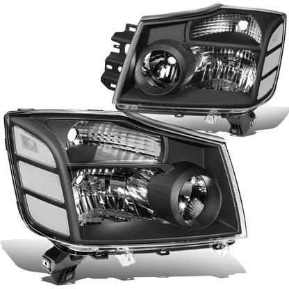 FAROS 04-15 NISSAN TITAN / 04-07 NISSAN ARMADA - 9005 HIGH BEAM / 9006 LOW BEAM / 3157A SIGNAL / 194 SIDE MARKER - BLACK HOUSING / CLEAR CORNER