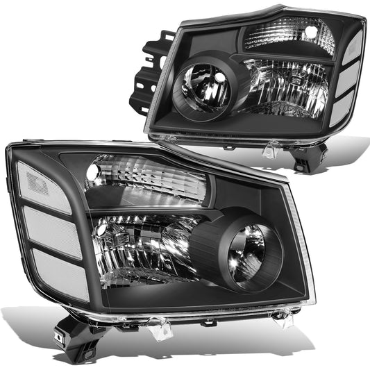 FAROS 04-15 NISSAN TITAN / 04-07 NISSAN ARMADA - 9005 HIGH BEAM / 9006 LOW BEAM / 3157A SIGNAL / 194 SIDE MARKER - BLACK HOUSING / CLEAR CORNER