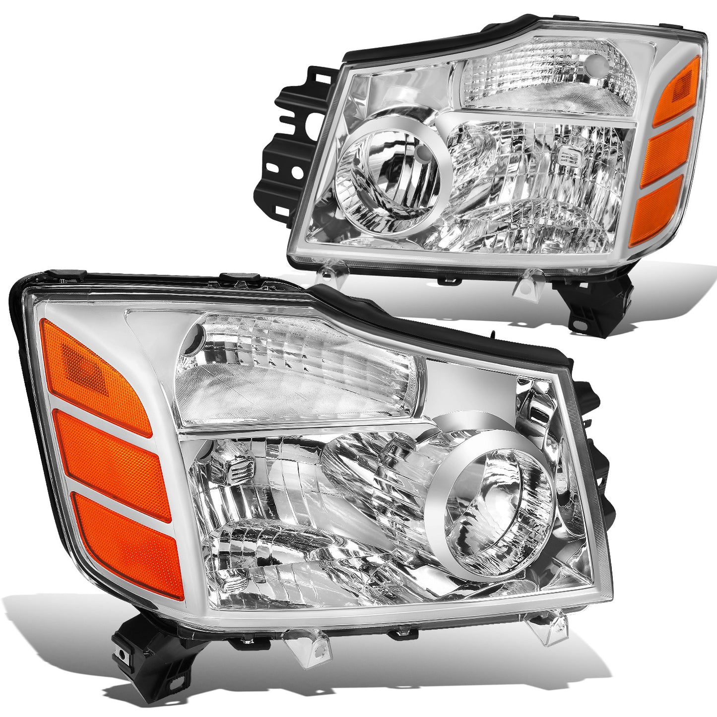 FAROS 04-15 NISSAN TITAN / 04-07 NISSAN ARMADA - 9005 HIGH BEAM / 9006 LOW BEAM / 3157A SIGNAL / 194 SIDE MARKER - CHROME HOUSING / AMBER CORNER