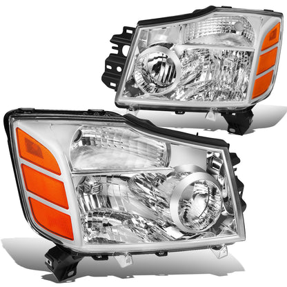 FAROS 04-15 NISSAN TITAN / 04-07 NISSAN ARMADA - 9005 HIGH BEAM / 9006 LOW BEAM / 3157A SIGNAL / 194 SIDE MARKER - CHROME HOUSING / AMBER CORNER