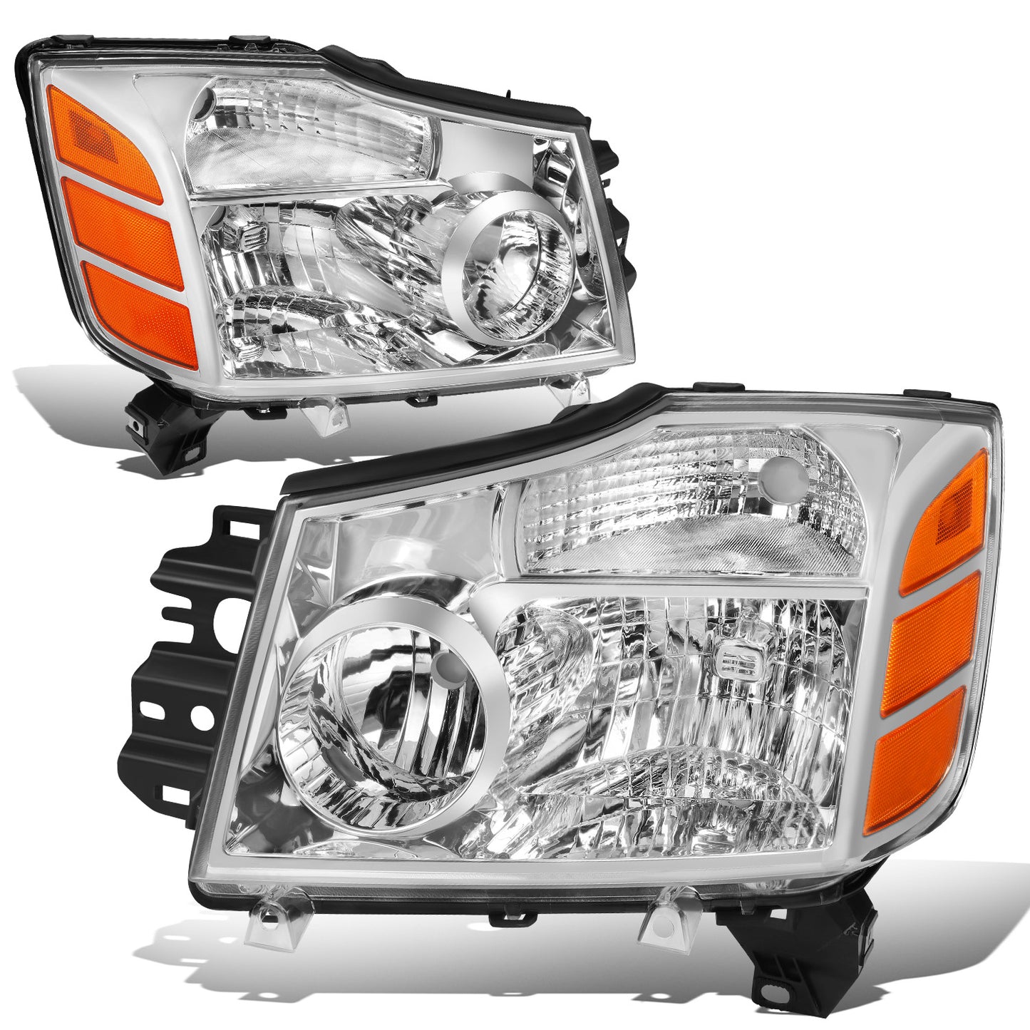FAROS 04-15 NISSAN TITAN / 04-07 NISSAN ARMADA - 9005 HIGH BEAM / 9006 LOW BEAM / 3157A SIGNAL / 194 SIDE MARKER - CHROME HOUSING / AMBER CORNER