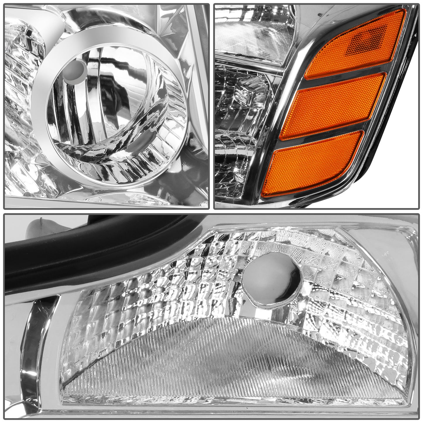 FAROS 04-15 NISSAN TITAN / 04-07 NISSAN ARMADA - 9005 HIGH BEAM / 9006 LOW BEAM / 3157A SIGNAL / 194 SIDE MARKER - CHROME HOUSING / AMBER CORNER