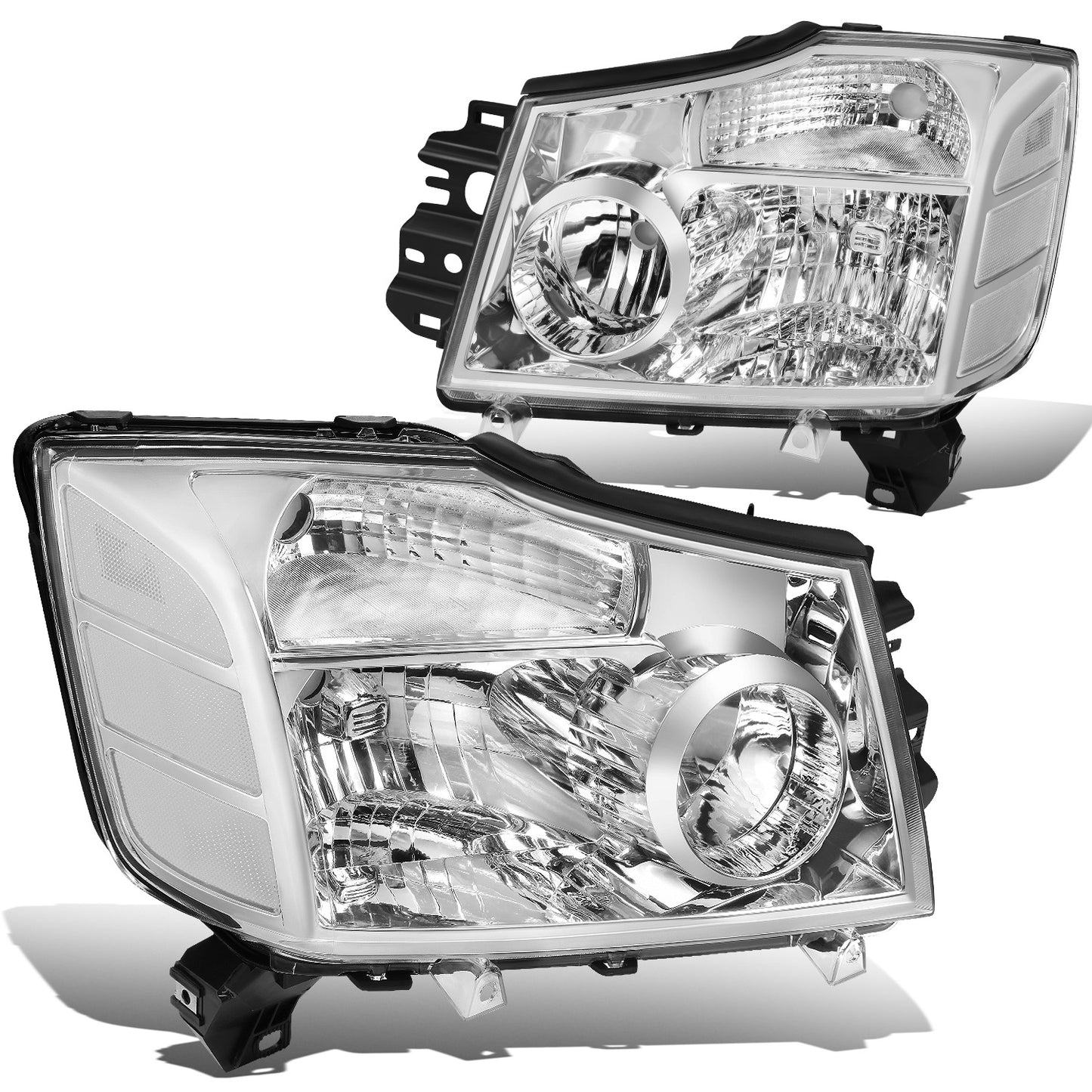 FAROS 04-15 NISSAN TITAN / 04-07 NISSAN ARMADA - 9005 HIGH BEAM / 9006 LOW BEAM / 3157A SIGNAL / 194 SIDE MARKER - CHROME HOUSING / CLEAR CORNER