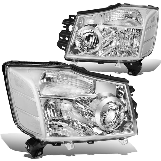 FAROS 04-15 NISSAN TITAN / 04-07 NISSAN ARMADA - 9005 HIGH BEAM / 9006 LOW BEAM / 3157A SIGNAL / 194 SIDE MARKER - CHROME HOUSING / CLEAR CORNER