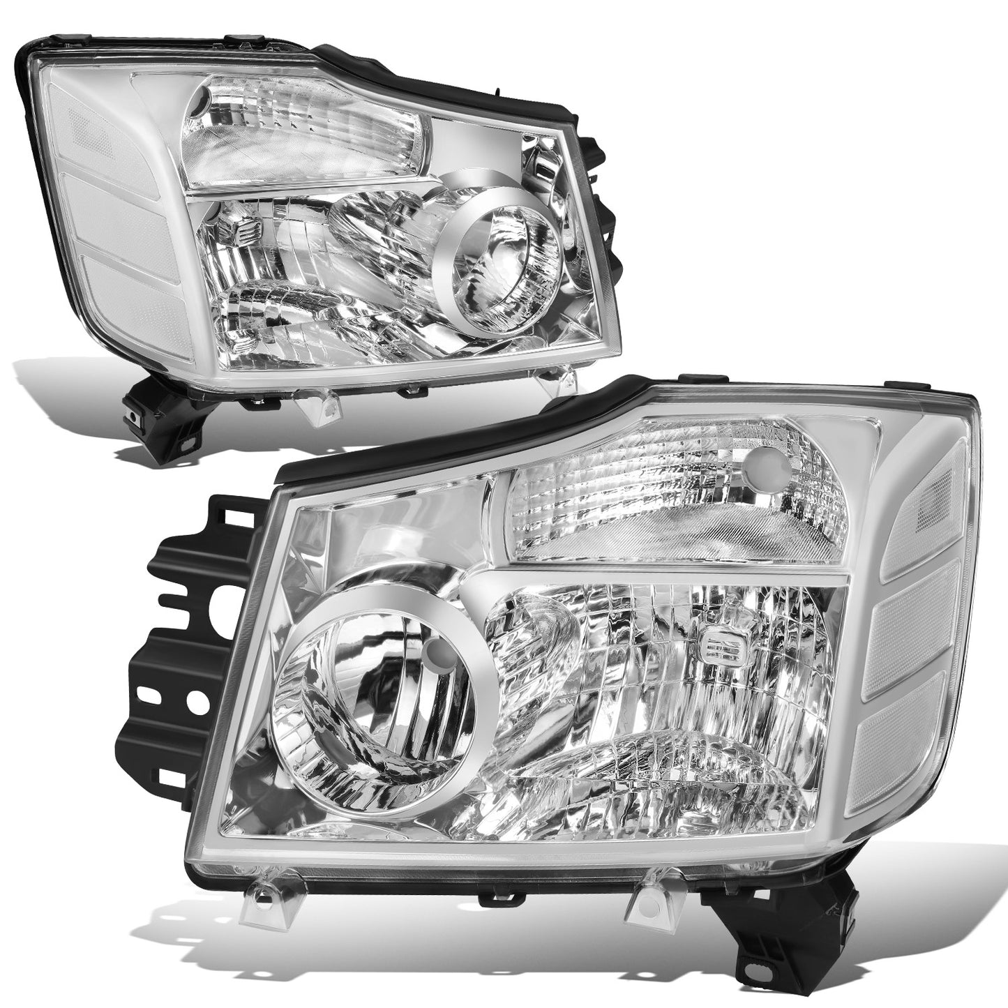 FAROS 04-15 NISSAN TITAN / 04-07 NISSAN ARMADA - 9005 HIGH BEAM / 9006 LOW BEAM / 3157A SIGNAL / 194 SIDE MARKER - CHROME HOUSING / CLEAR CORNER