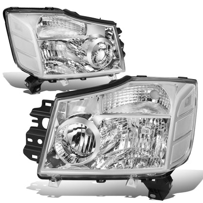 FAROS 04-15 NISSAN TITAN / 04-07 NISSAN ARMADA - 9005 HIGH BEAM / 9006 LOW BEAM / 3157A SIGNAL / 194 SIDE MARKER - CHROME HOUSING / CLEAR CORNER