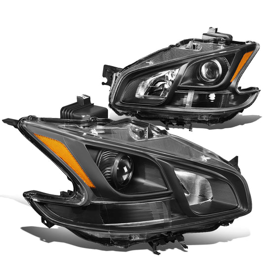 FAROS 09-14 NISSAN MAXIMA W/ HALOGEN HEADLIGHTS - PROJECTOR - 9005 HIGH BEAM / H11 LOW BEAM - BLACK HOUSING / AMBER CORNER