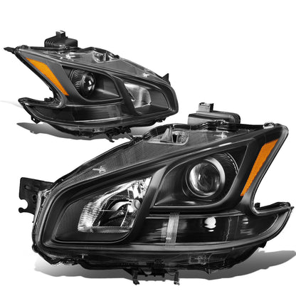 FAROS 09-14 NISSAN MAXIMA W/ HALOGEN HEADLIGHTS - PROJECTOR - 9005 HIGH BEAM / H11 LOW BEAM - BLACK HOUSING / AMBER CORNER