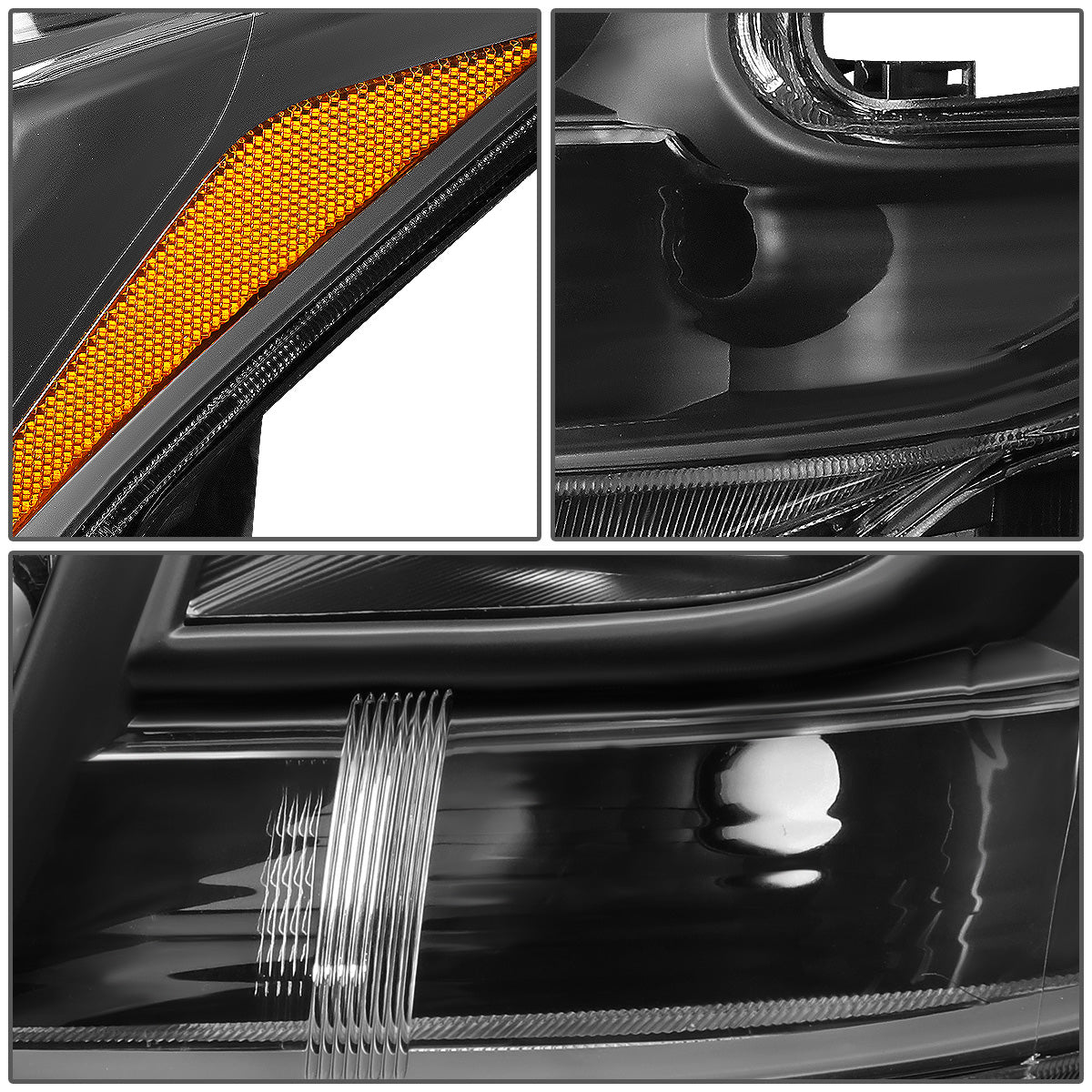 FAROS 09-14 NISSAN MAXIMA W/ HALOGEN HEADLIGHTS - PROJECTOR - 9005 HIGH BEAM / H11 LOW BEAM - BLACK HOUSING / AMBER CORNER