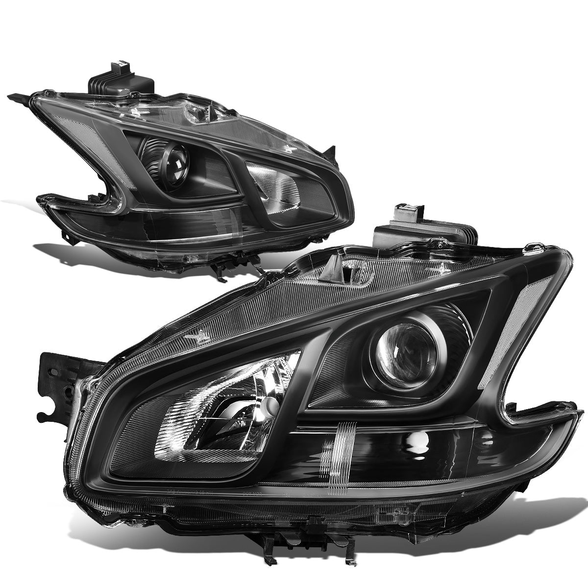 FAROS 09-14 NISSAN MAXIMA W/ HALOGEN HEADLIGHTS - PROJECTOR - 9005 HIGH BEAM / H11 LOW BEAM - BLACK HOUSING / CLEAR CORNER