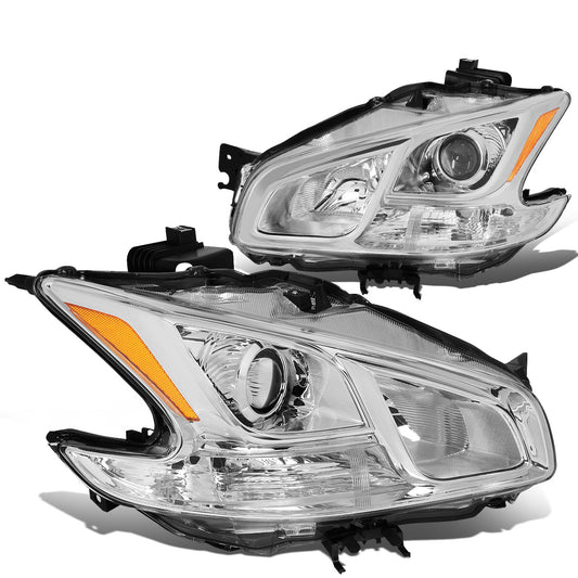 FAROS 09-14 NISSAN MAXIMA W/ HALOGEN HEADLIGHTS - PROJECTOR - 9005 HIGH BEAM / H11 LOW BEAM - CHROME HOUSING / AMBER CORNER