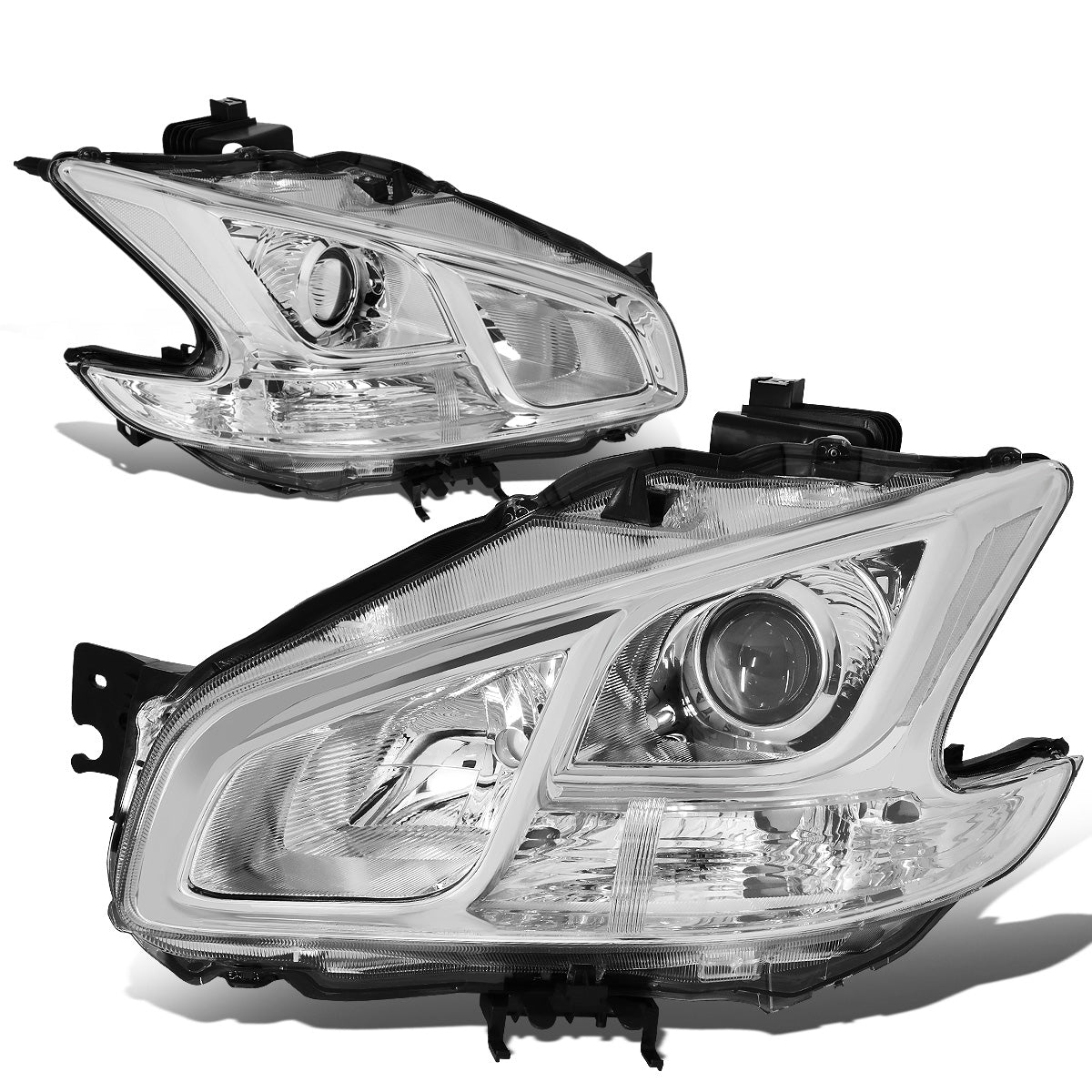 FAROS 09-14 NISSAN MAXIMA W/ HALOGEN HEADLIGHTS - PROJECTOR - 9005 HIGH BEAM / H11 LOW BEAM - CHROME HOUSING / CLEAR CORNER