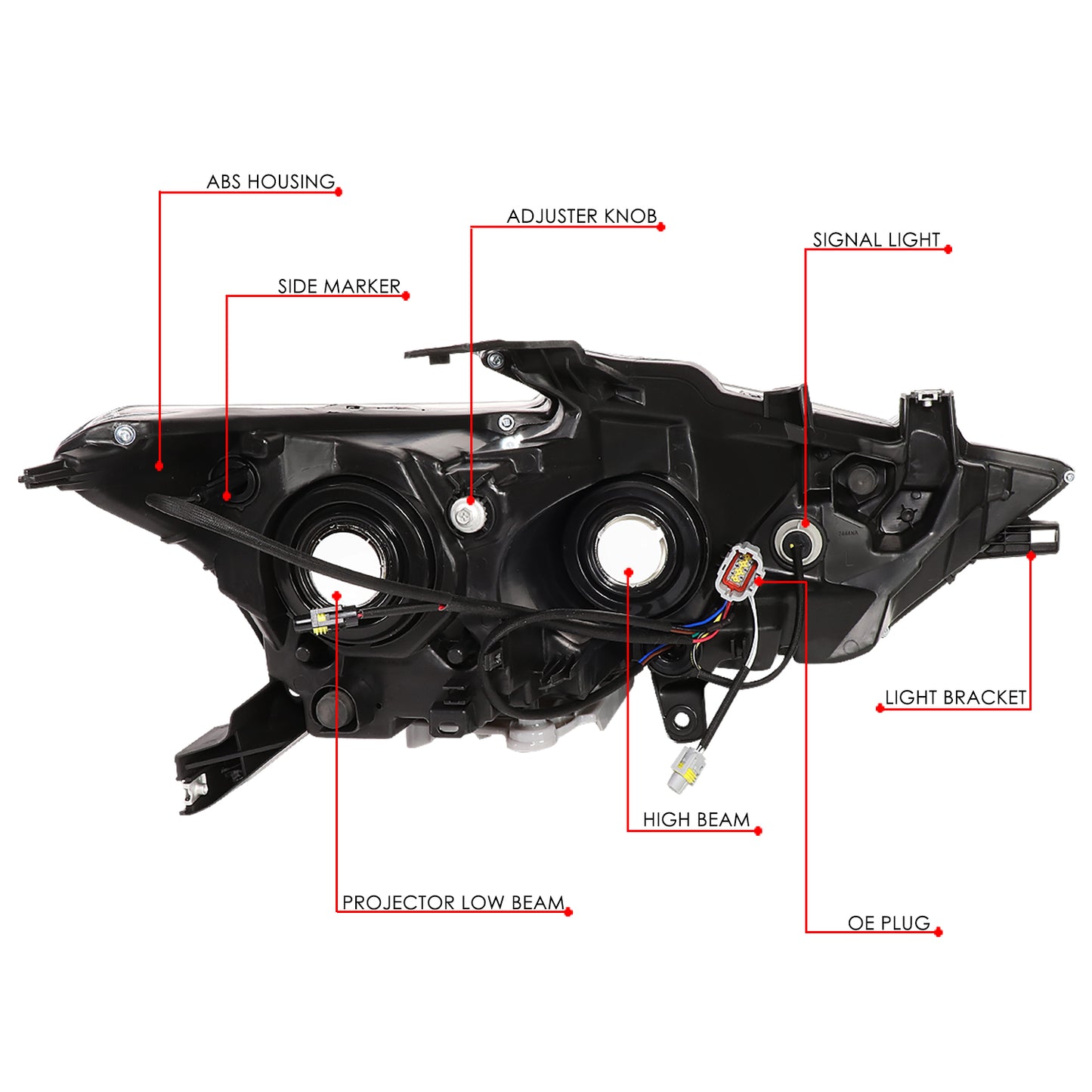FAROS 16-18 NISSAN MAXIMA - FITS S, SL, SV MODELS W/ HALOGEN HEADLIGHTS ONLY - PROJECTOR LOW BEAM- H9 HIGH / H11 LOW BEAM - BLACK HOUSING / AMBER CORNER
