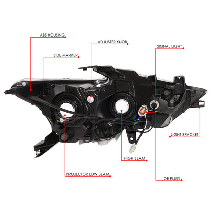 FAROS 16-18 NISSAN MAXIMA - FITS S, SL, SV MODELS W/ HALOGEN HEADLIGHTS ONLY - PROJECTOR LOW BEAM- H9 HIGH / H11 LOW BEAM - BLACK HOUSING / AMBER CORNER