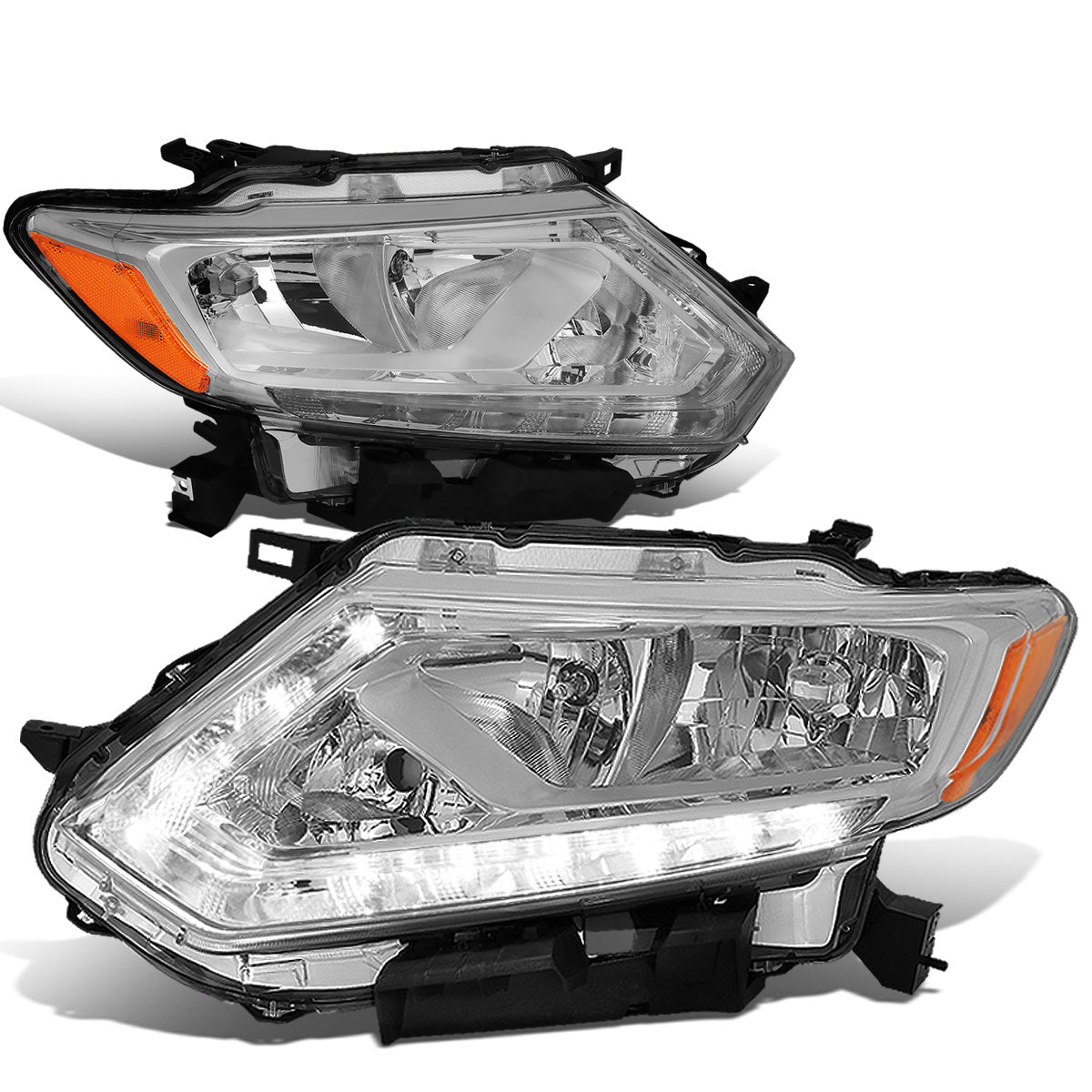 FAROS 14-16 NISSAN ROGUE - ONLY FITS MODELS W/ HALOGEN HEADLIGHTS - H11 LOW BEAM / H9 HIGH BEAM - CHROME HOUSING / AMBER CORNER