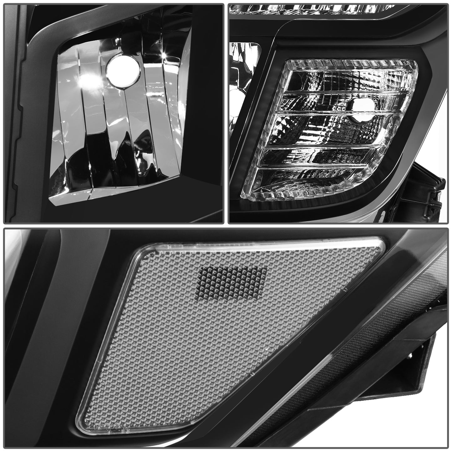 FAROS 17-22 NISSAN TITAN / 16-22 NISSAN TITAN XD - FITS MODELS W/ HALOGEN HEADLIGHTS ONLY - OE STYLE - H11 LOW BEAM / 9005 HIGH BEAM / 2825 SIDE MARKER / 7444NA TURN SIGNAL - BLACK HOUSING / CLEAR CORNER