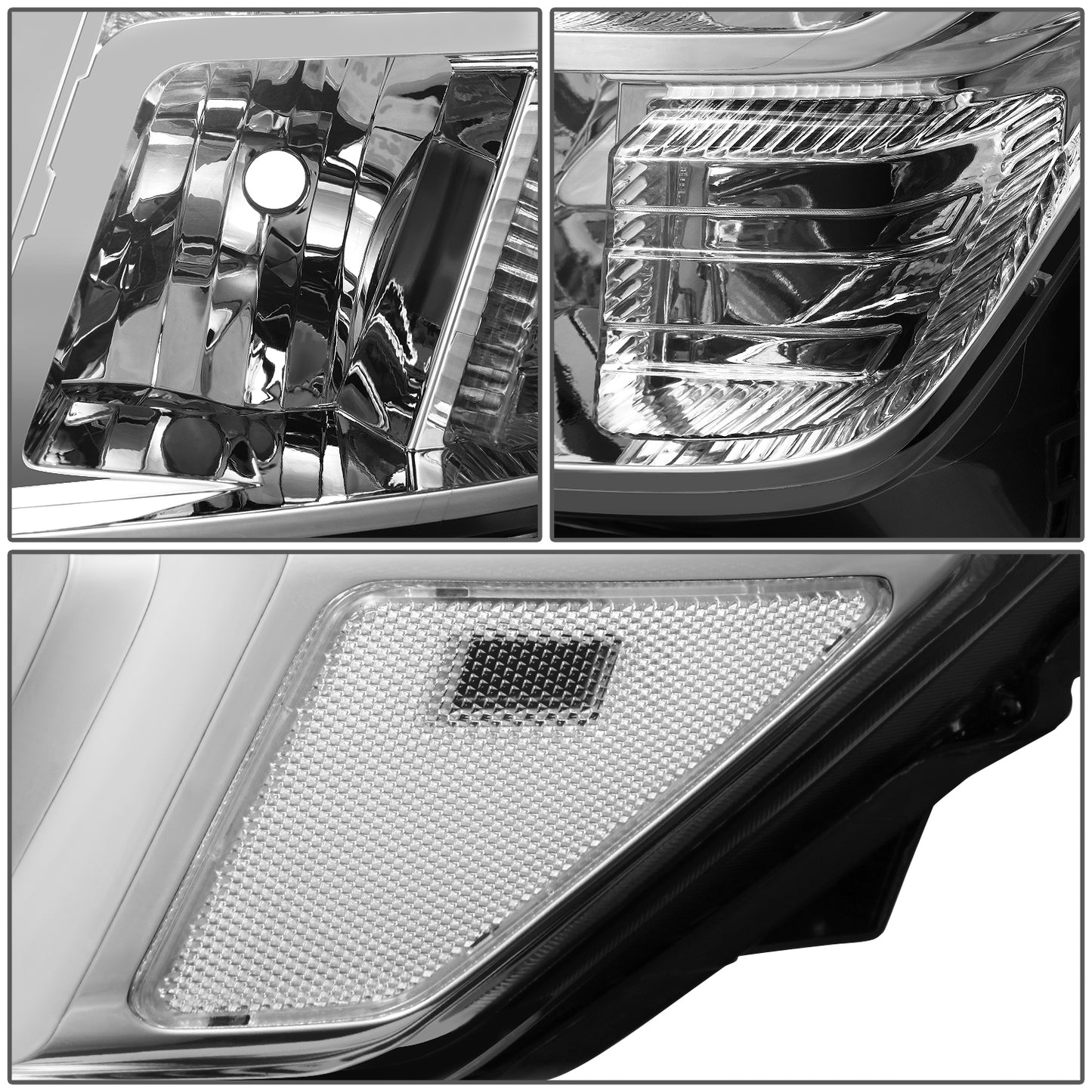 FAROS 17-22 NISSAN TITAN / 16-22 NISSAN TITAN XD - FITS MODELS W/HALOGEN HEADLIGHTS ONLY - OE STYLE - H11 LOW BEAM / 9005 HIGH BEAM / 2825 SIDE MARKER / 7444NA TURN SIGNAL - CHROME HOUSING / CLEAR CORNER