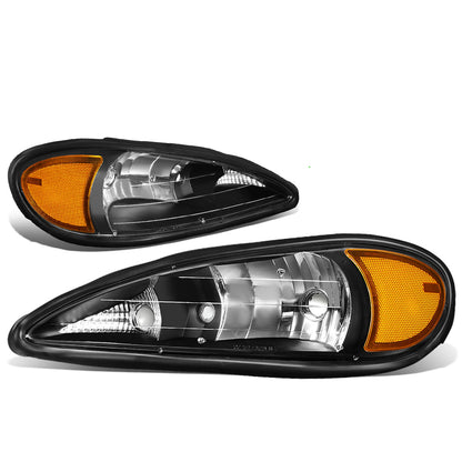 FAROS 99-05 PONTIAC GRAND AM - 9007 HIGH BEAM / LOW BEAM - BLACK HOUSING / AMBER CORNER