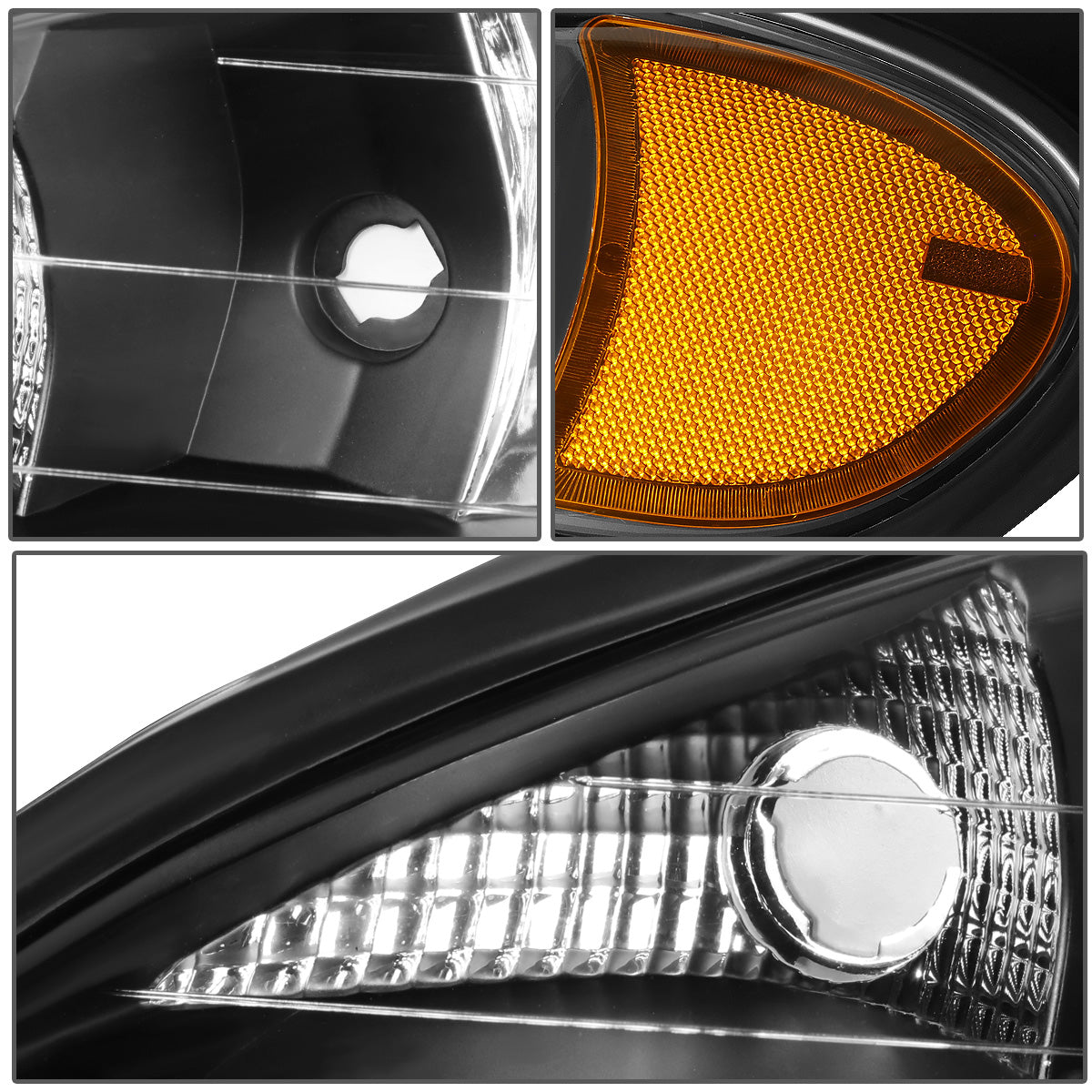 FAROS 99-05 PONTIAC GRAND AM - 9007 HIGH BEAM / LOW BEAM - BLACK HOUSING / AMBER CORNER