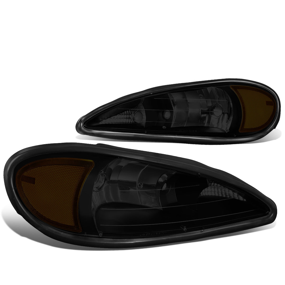 FAROS 99-05 PONTIAC GRAND AM - 9007 HIGH BEAM / LOW BEAM - BLACK HOUSING / SMOKE LENS / AMBER CORNER
