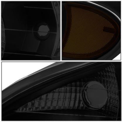 FAROS 99-05 PONTIAC GRAND AM - 9007 HIGH BEAM / LOW BEAM - BLACK HOUSING / SMOKE LENS / AMBER CORNER