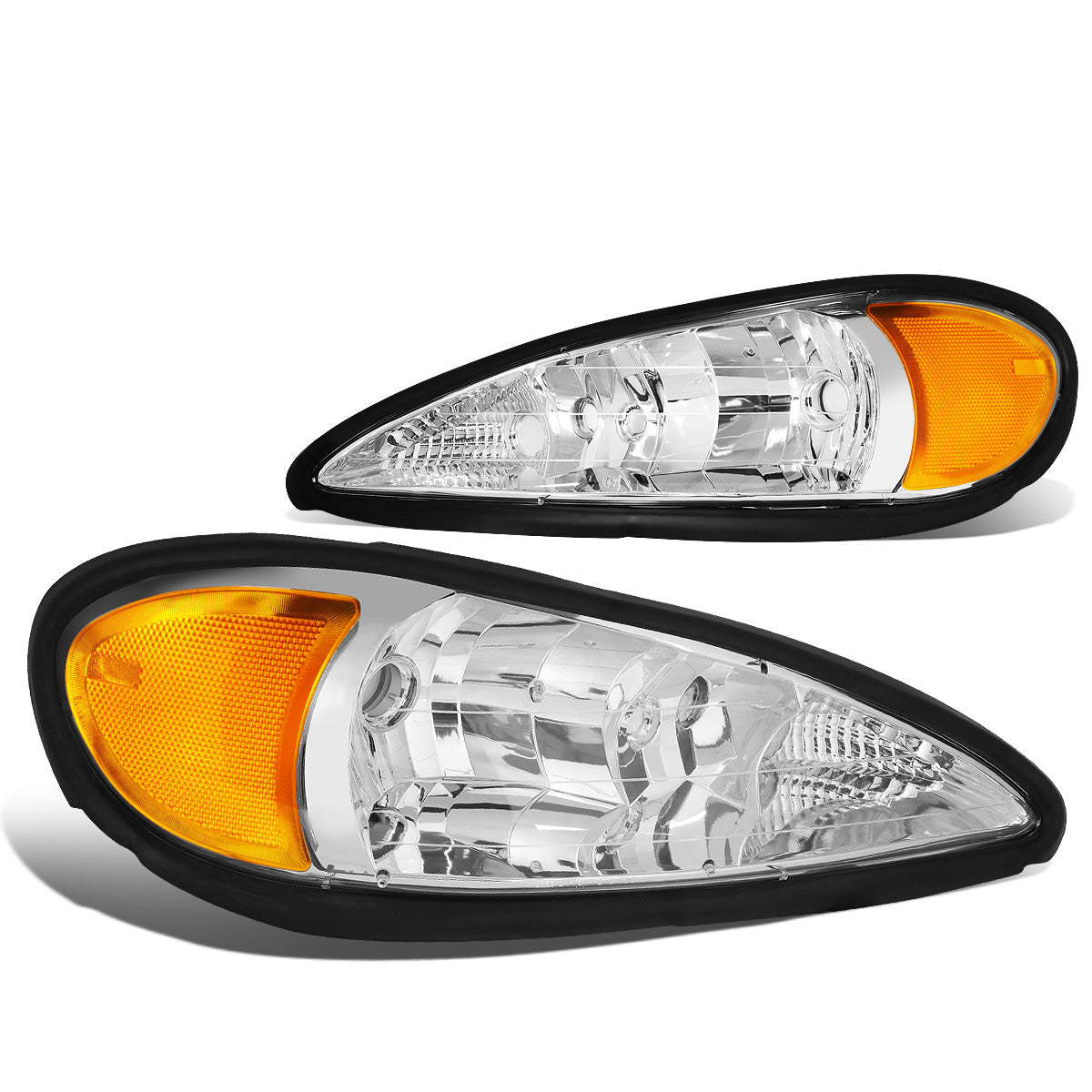 FAROS 99-05 PONTIAC GRAND AM - 9007 HIGH BEAM / LOW BEAM - CHROME HOUSING / AMBER CORNER