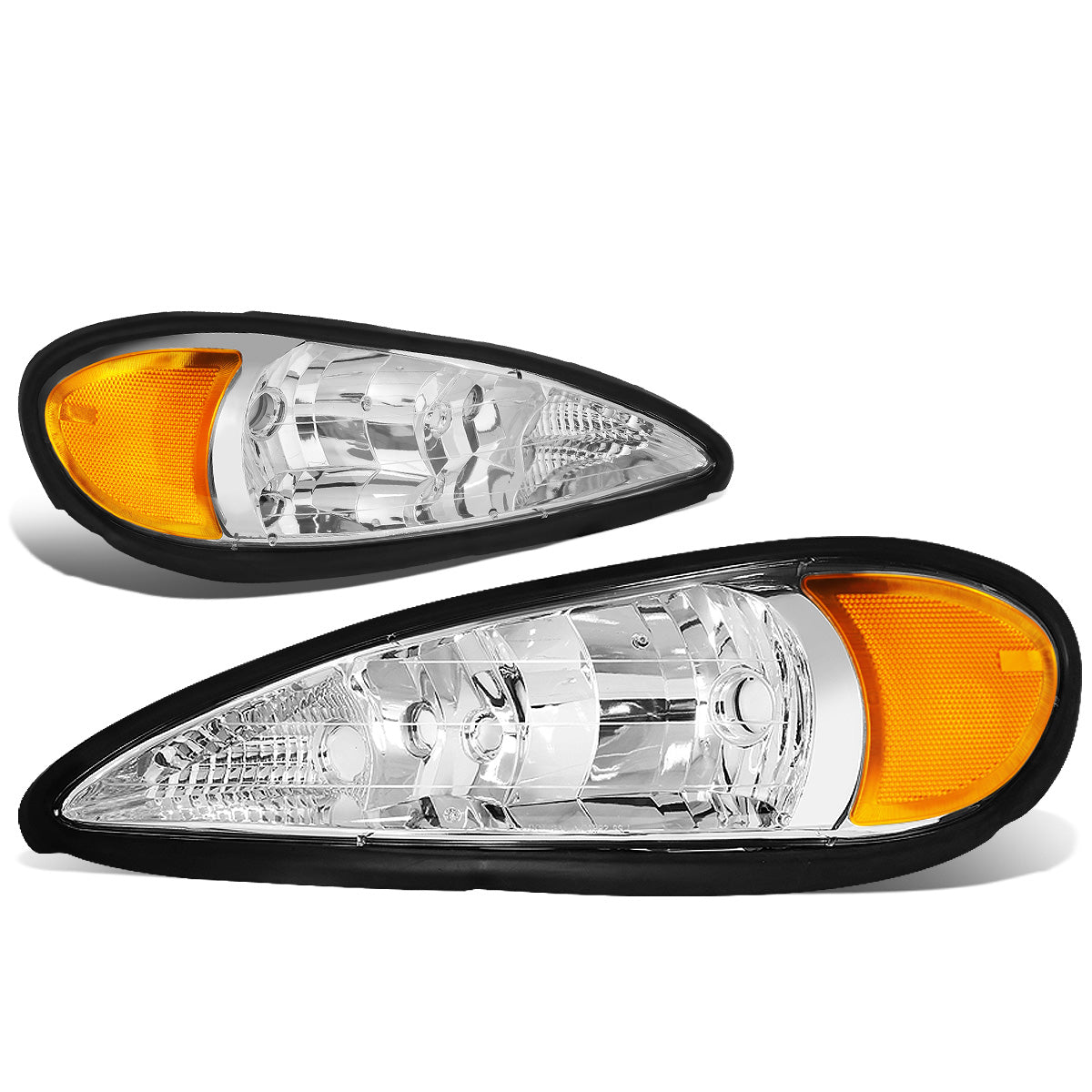 FAROS 99-05 PONTIAC GRAND AM - 9007 HIGH BEAM / LOW BEAM - CHROME HOUSING / AMBER CORNER