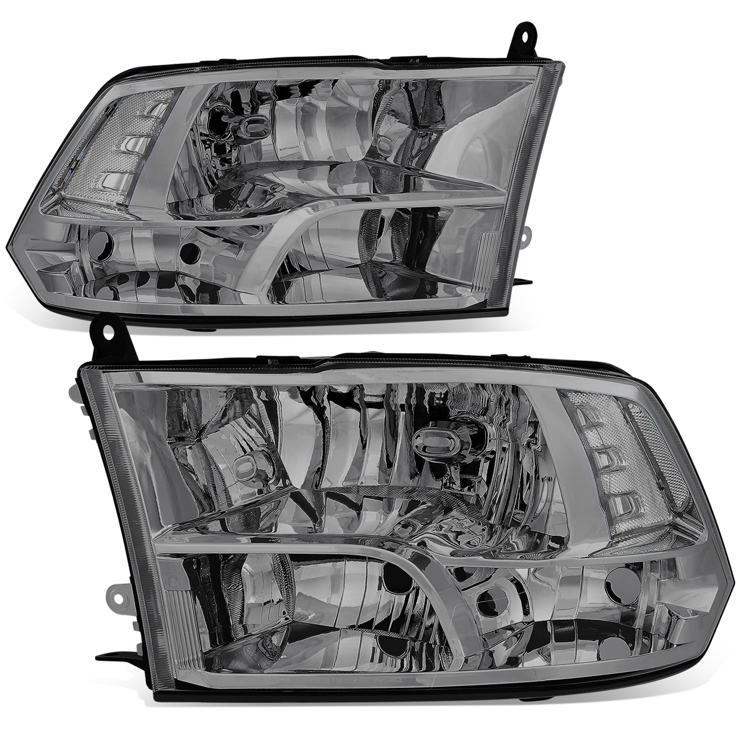 FAROS 09-10 DODGE RAM 1500 / 2010 DODGE RAM 2500 / 2010 DODGE RAM 3500 / 11-12 RAM 1500 / 11-12 RAM 2500 / 11-12 RAM 3500 - FITS MODELS WITH QUAD BEAM HALOGEN HEADLIGHTS - 9005 HIGH BEAM / H11 LOW BEAM / 3157NA TURN SIGNAL - SMOKED HOUSING / CLEAR CORNER