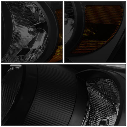 FAROS 06-08 DODGE RAM 1500 / 06-09 DODGE RAM 2500 , 3500 - FITS MODELS W/ HALOGEN HEADLAMPS ONLY - H13 LOW BEAM / HIGH BEAM - BLACK HOUSING / SMOKE LENS / AMBER CORNER