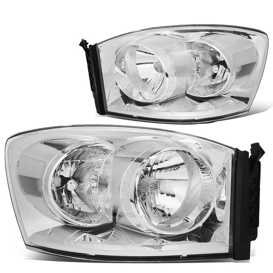 FAROS 06-08 DODGE RAM 1500 / 06-09 DODGE RAM 2500 , 3500 - FITS MODELS W/ HALOGEN HEADLAMPS ONLY - H13 LOW BEAM / HIGH BEAM - CHROME HOUSING / CLEAR CORNER