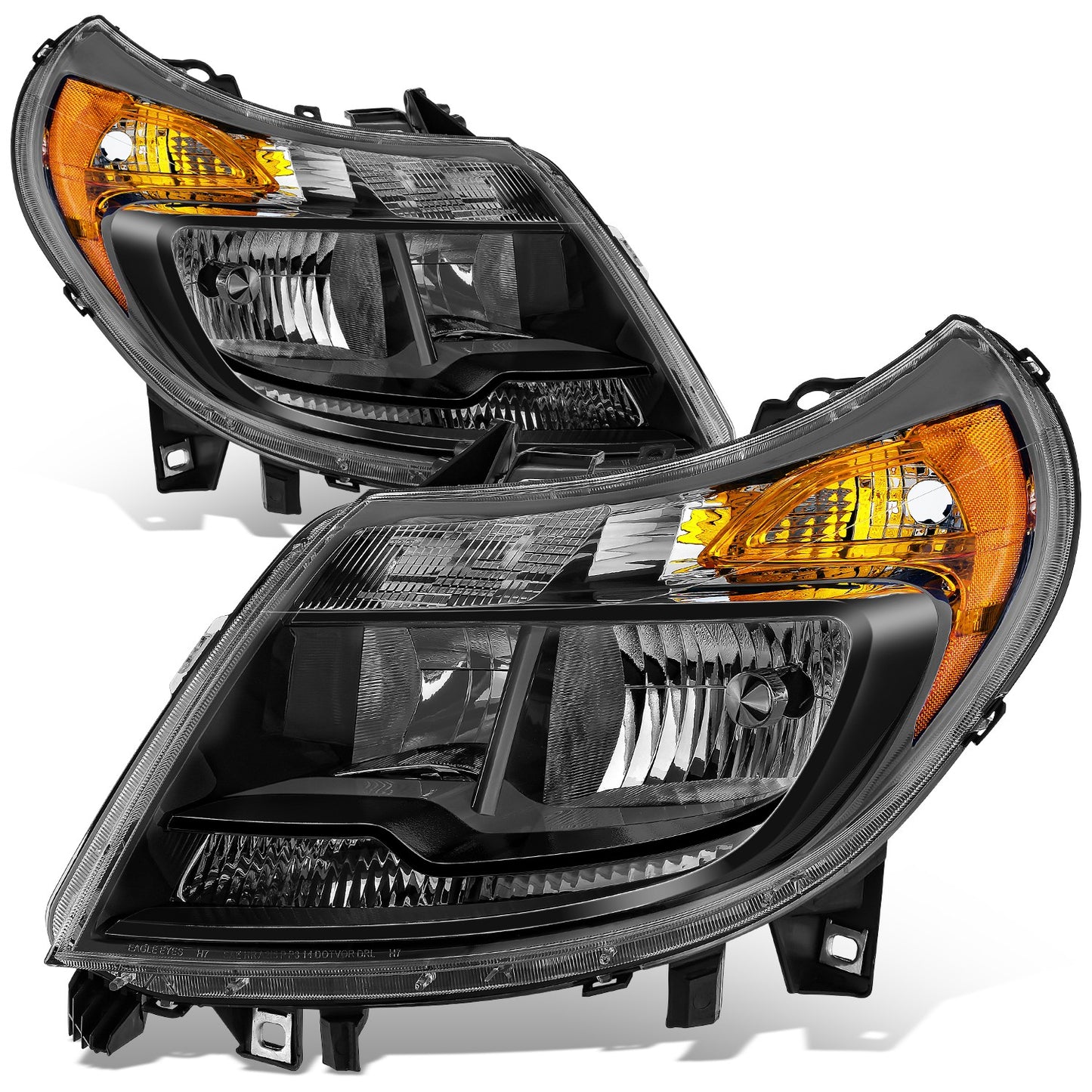 FAROS RAM PROMASTER 1500 2014-2022 / RAM PROMASTER 2500 2014-2022 / RAM PROMASTER 3500 2014-2022 - WITHOUT DAYTIME RUNNING LAMPS - OE STYLE - H7 LOW & HIGH BEAM / 2827 SIDE MARKER / 7443 TURN SIGNAL - BLACK HOUSING / AMBER CORNER