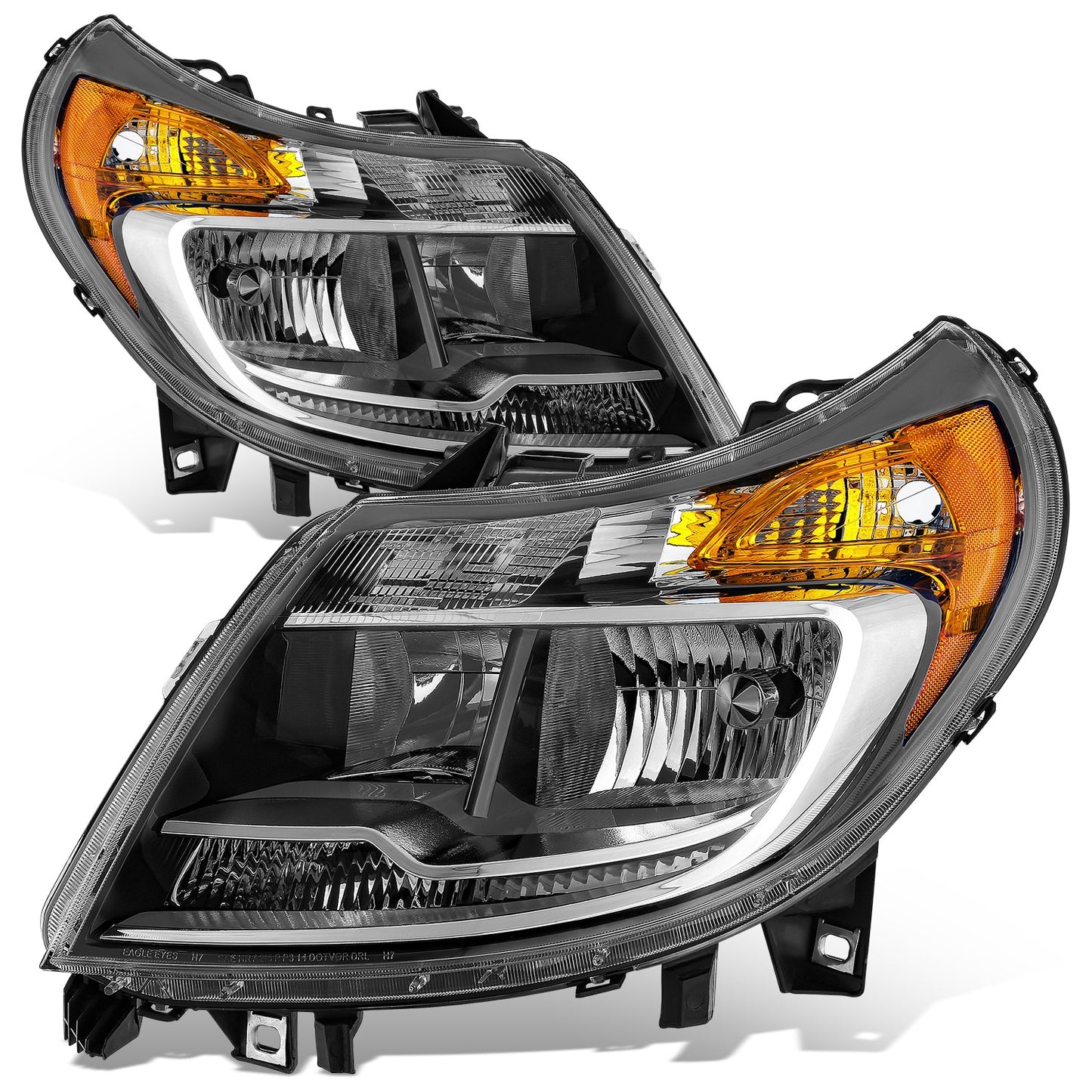 FAROS RAM PROMASTER 1500 2014-2022 / RAM PROMASTER 2500 2014-2022 / RAM PROMASTER 3500 2014-2022 - WITHOUT DAYTIME RUNNING LAMPS - OE STYLE - H7 LOW & HIGH BEAM / 2827 SIDE MARKER / 7443 TURN SIGNAL - CHROME HOUSING / AMBER CORNER