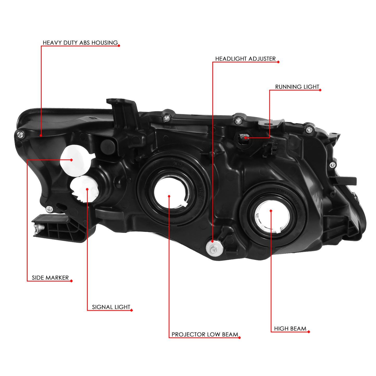 FAROS 10-12 LEXUS RX350 - FITS MODELS W/ HALOGEN HEADLIGHTS ONLY - PROJECTOR - H11 LOW BEAM / 9005 HIGH BEAM/ 168 SIDE MARKER / 7440A SIGNAL - SMOKE HOUSING / AMBER CORNER