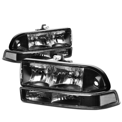 FAROS 98-04 CHEVY S10 / BLAZER - 4PC - 9006 LOW BEAM / 9005 HIGH BEAM - BLACK HOUSING / CLEAR CORNER