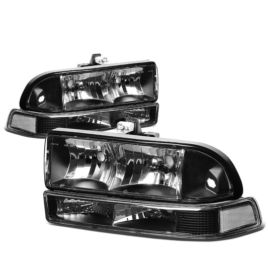 FAROS 98-04 CHEVY S10 / BLAZER - 4PC - 9006 LOW BEAM / 9005 HIGH BEAM - BLACK HOUSING / CLEAR CORNER