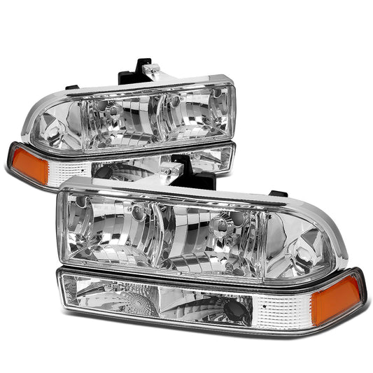 FAROS 98-04 CHEVY S10 / BLAZER - 4PC - 9006 LOW BEAM / 9005 HIGH BEAM - CHROME HOUSING / AMBER CORNER