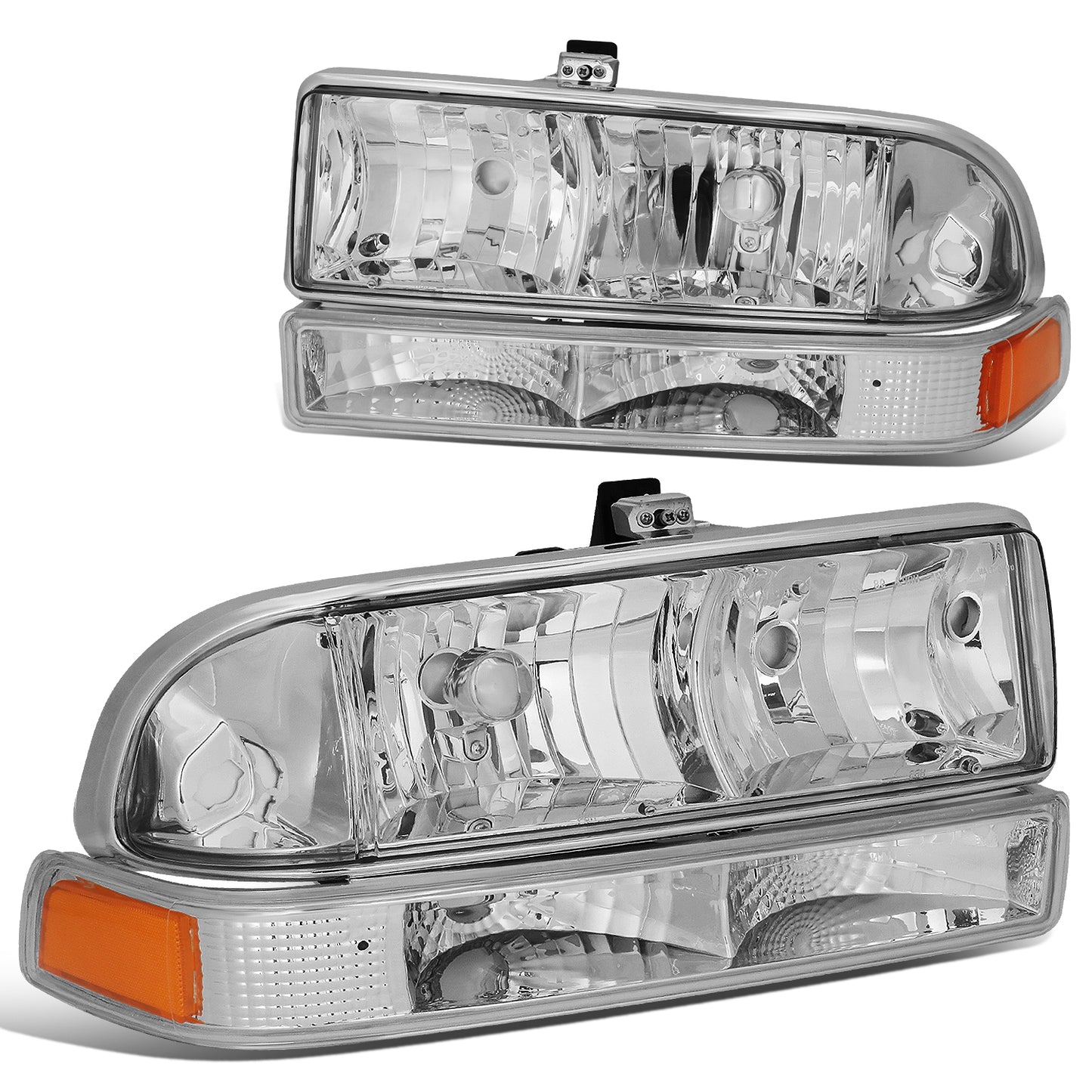FAROS 98-04 CHEVY S10 / BLAZER - 4PC - 9006 LOW BEAM / 9005 HIGH BEAM - CHROME HOUSING / AMBER CORNER