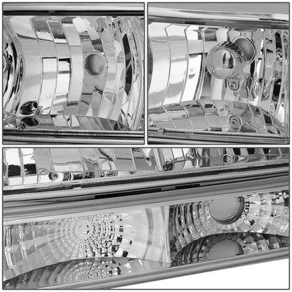 FAROS 98-04 CHEVY S10 / BLAZER - 4PC - 9006 LOW BEAM / 9005 HIGH BEAM - CHROME HOUSING / AMBER CORNER