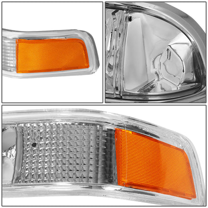FAROS 98-04 CHEVY S10 / BLAZER - 4PC - 9006 LOW BEAM / 9005 HIGH BEAM - CHROME HOUSING / AMBER CORNER