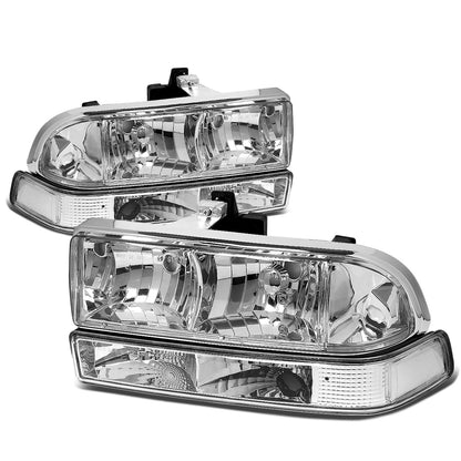 FAROS 98-04 CHEVY S10 / BLAZER - 4PC - 9006 LOW BEAM / 9005 HIGH BEAM - CHROME HOUSING / CLEAR CORNER